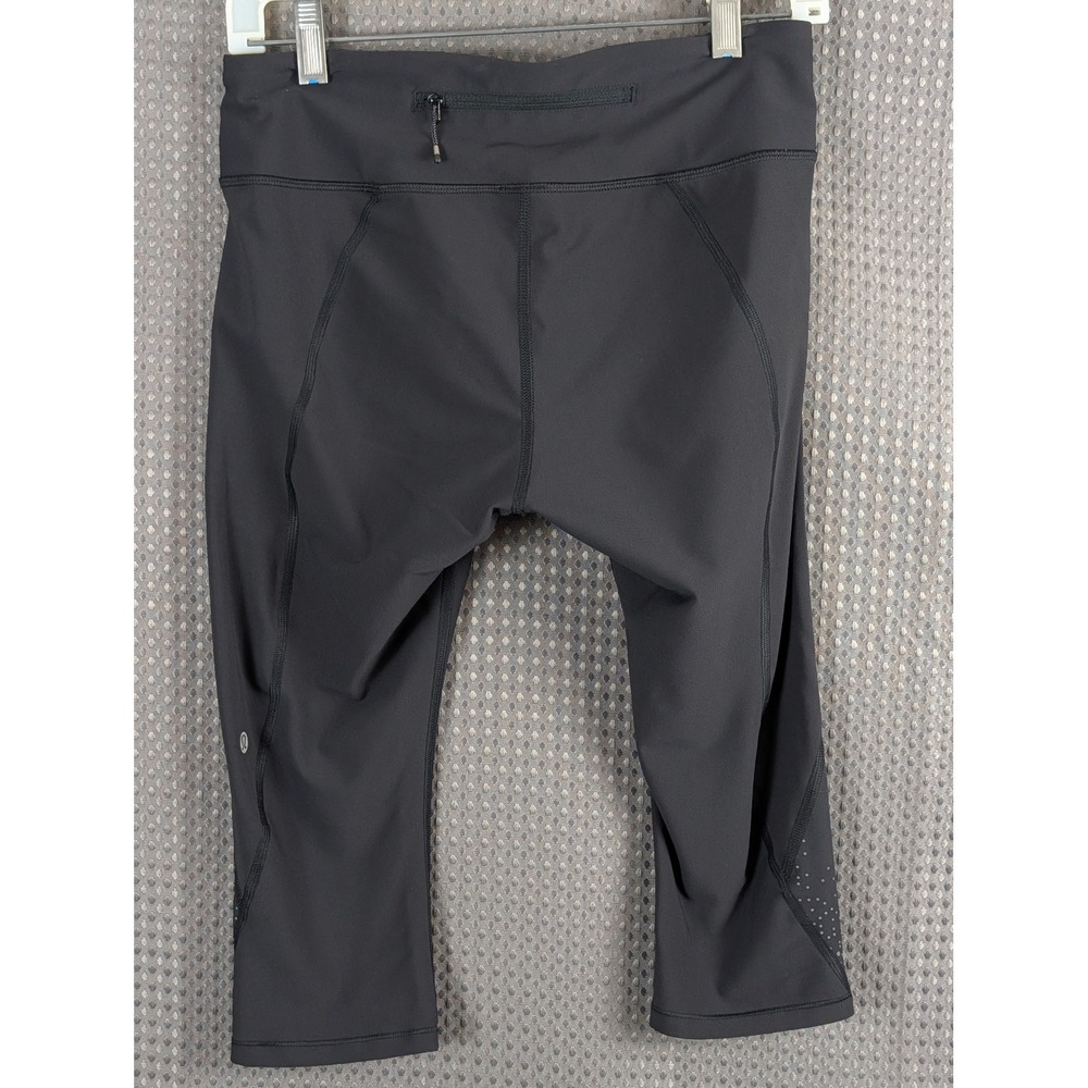 Lululemon Run Reflect Crop Black Reflective Running Leggings Zip Pocket Size 8 - Picture 9 of 16